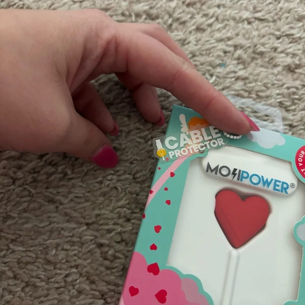MojiPower Red Heart Cable Protector for Cell Phone Charger Iphone
